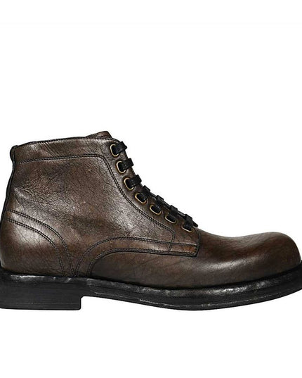Dolce & Gabbana Brown Leather Lace-Up Boots