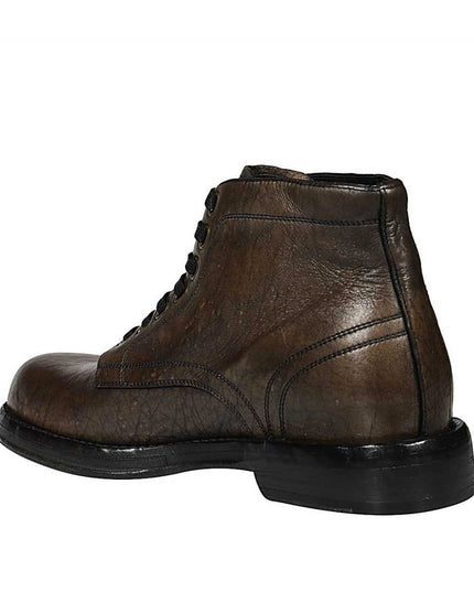 Dolce & Gabbana Brown Leather Lace-Up Boots
