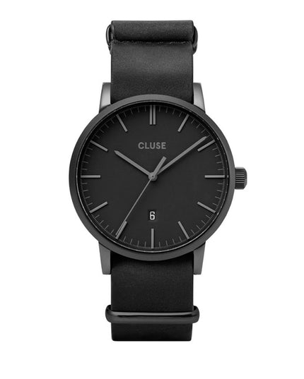 Cluse Black Leather Dress Watch