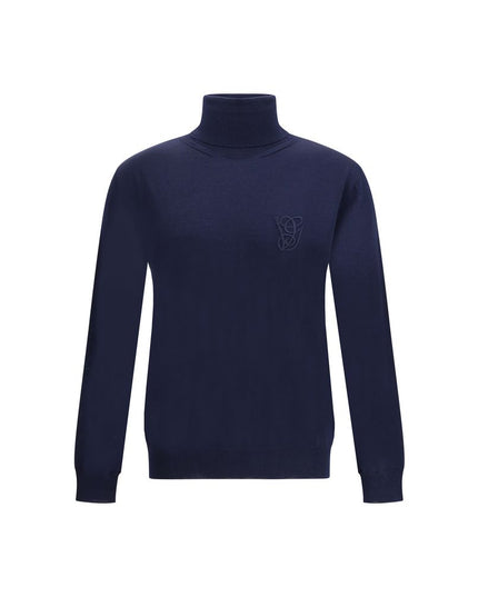 Valentino Blue Fleece Wool Turtleneck