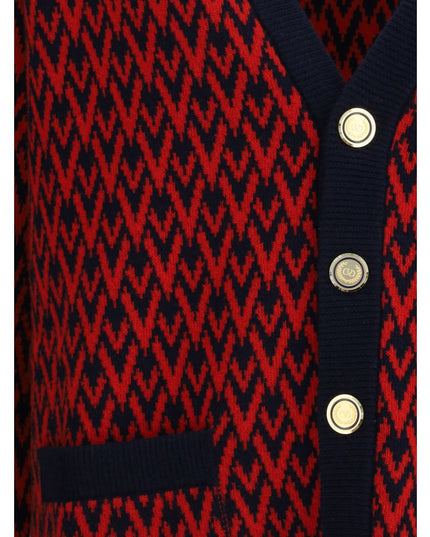 Valentino Multicolor Fleece Wool Cardigan