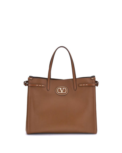 Valentino Garavani Brown Calf Leather Bos Taurus Shoulder Bag