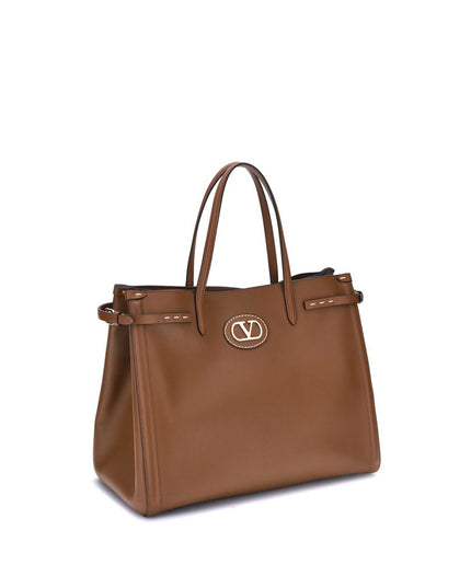 Valentino Garavani Brown Calf Leather Bos Taurus Shoulder Bag