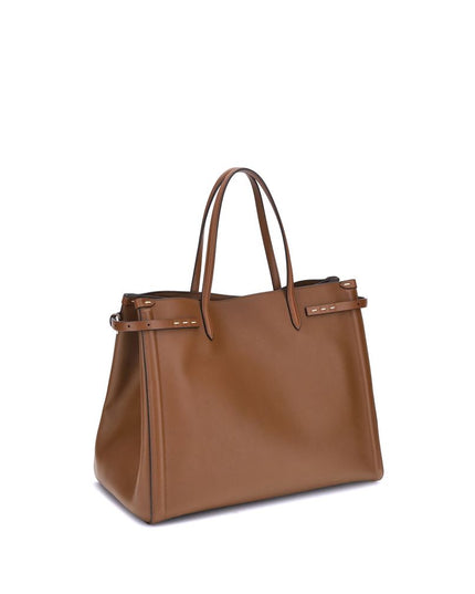 Valentino Garavani Brown Calf Leather Bos Taurus Shoulder Bag