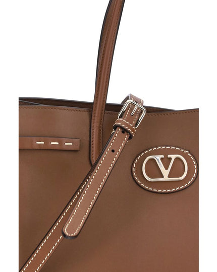 Valentino Garavani Brown Calf Leather Bos Taurus Shoulder Bag