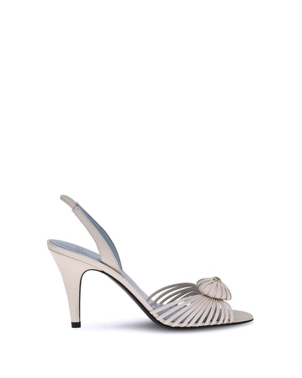 Valentino Garavani White Calf Leather Bos Taurus Stiletto Heel Sandals