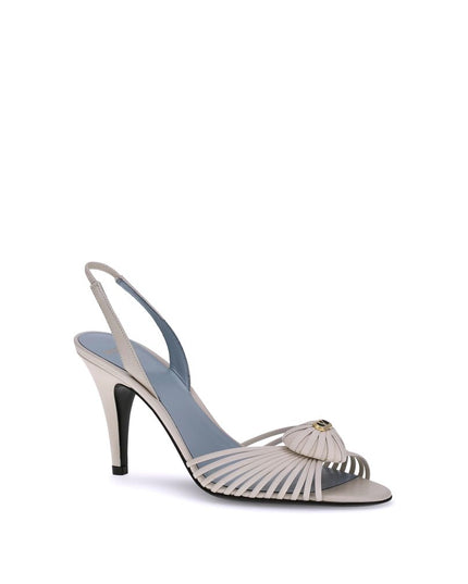 Valentino Garavani White Calf Leather Bos Taurus Stiletto Heel Sandals