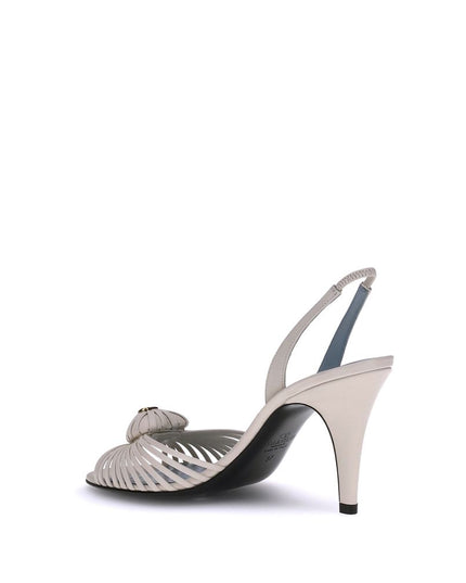 Valentino Garavani White Calf Leather Bos Taurus Stiletto Heel Sandals