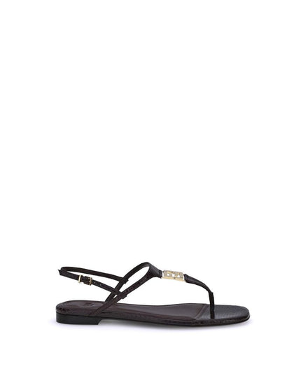 Fendi Purple Calf Leather Bos Taurus Flat Sandals