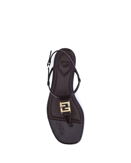 Fendi Purple Calf Leather Bos Taurus Flat Sandals