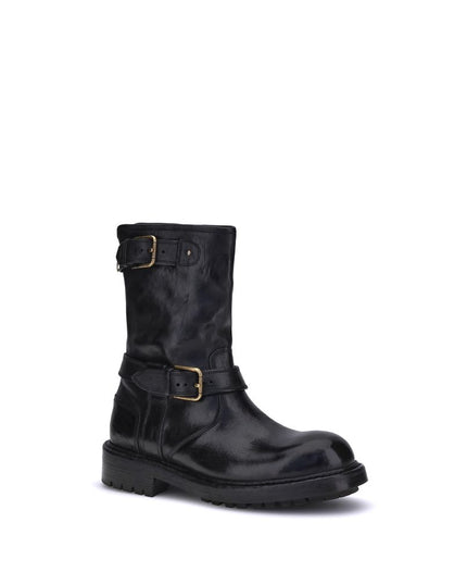 Dolce & Gabbana Black Calf Leather Bos Taurus Lace-Up Boots
