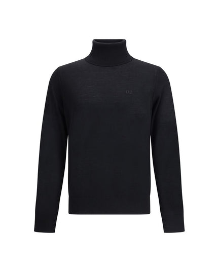 Dsquared² Black Fleece Wool Turtleneck