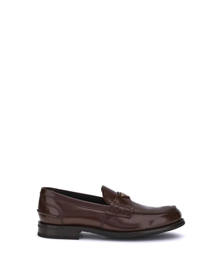 Prada Brown Calf Leather Bos Taurus Slip-On Loafers