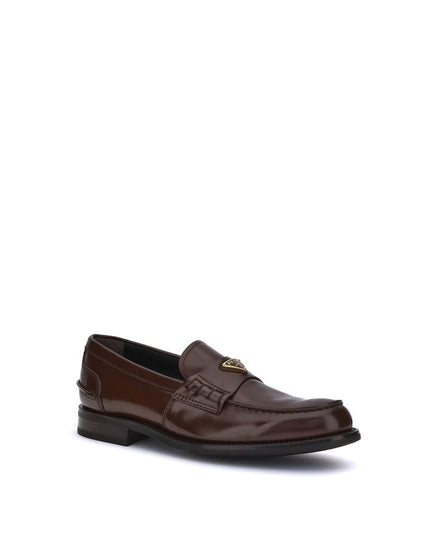Prada Brown Calf Leather Bos Taurus Slip-On Loafers
