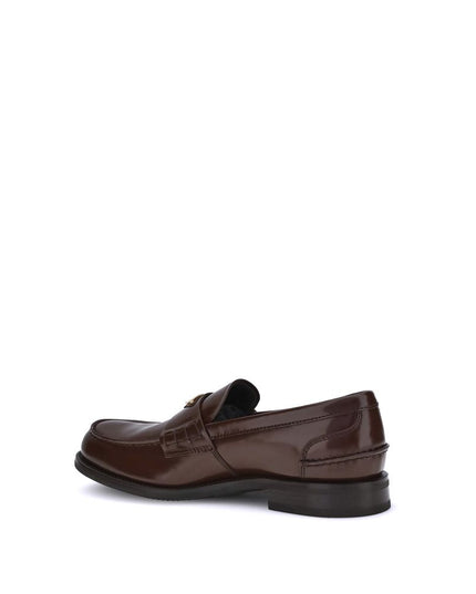 Prada Brown Calf Leather Bos Taurus Slip-On Loafers