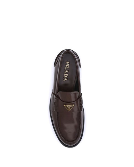 Prada Brown Calf Leather Bos Taurus Slip-On Loafers