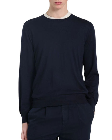 Brunello Cucinelli Blue Cashmere Men Sweater