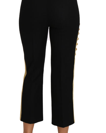 Dolce & Gabbana Military Embellished Pants Black Gold Dress Pant