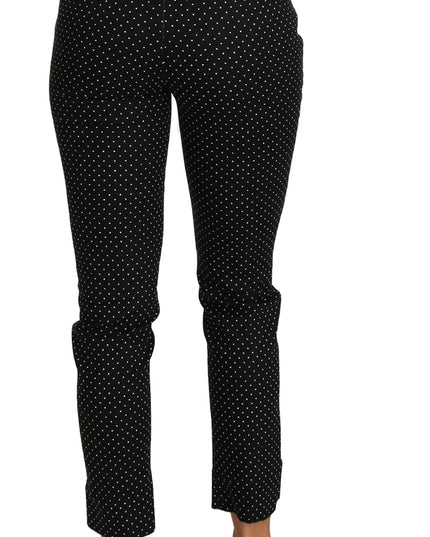 Dolce & Gabbana Black Dress Polka Dot Cropped Straight Pants