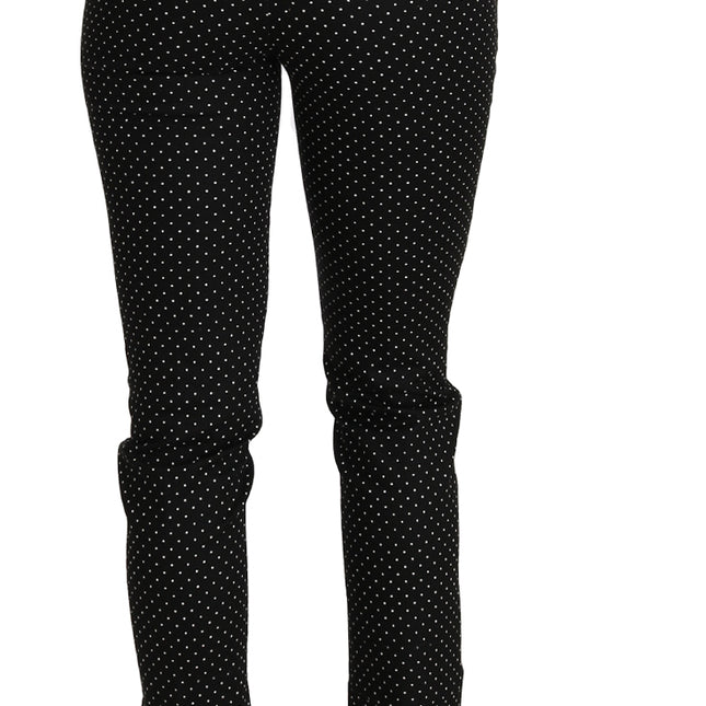 Dolce & Gabbana Black Dress Polka Dot Cropped Straight Pants