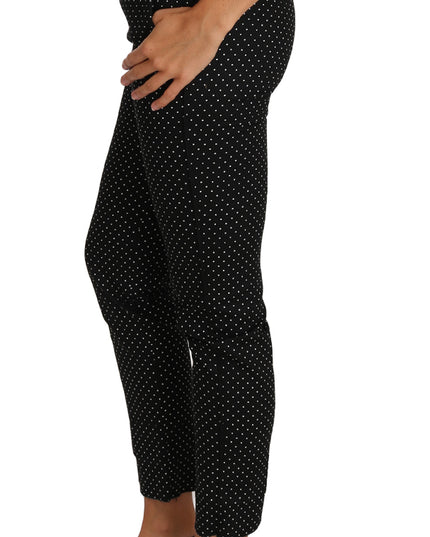 Dolce & Gabbana Black Dress Polka Dot Cropped Straight Pants