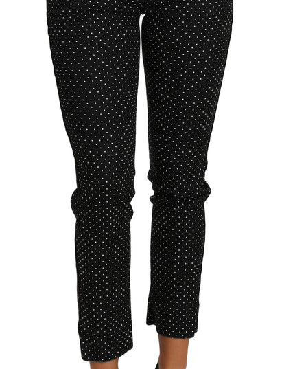 Dolce & Gabbana Black Dress Polka Dot Cropped Straight Pants