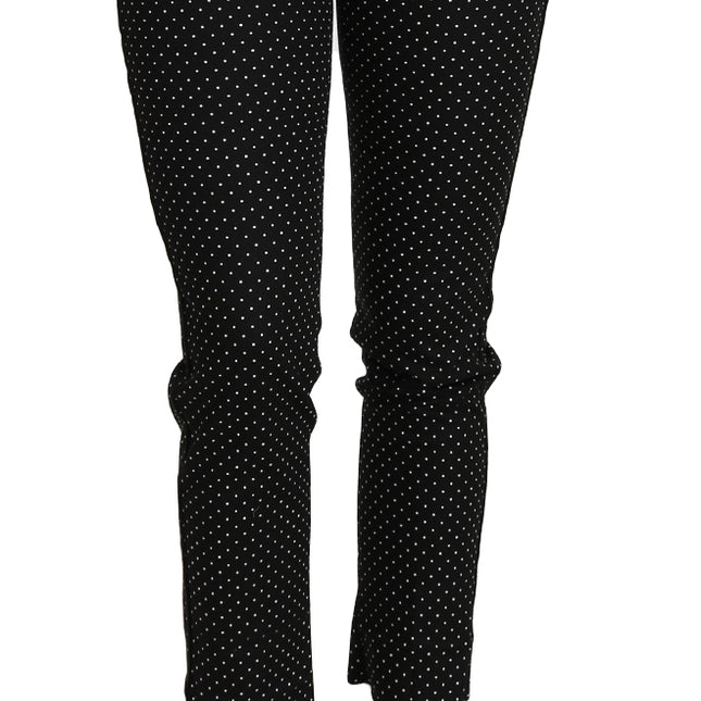Dolce & Gabbana Black Dress Polka Dot Cropped Straight Pants