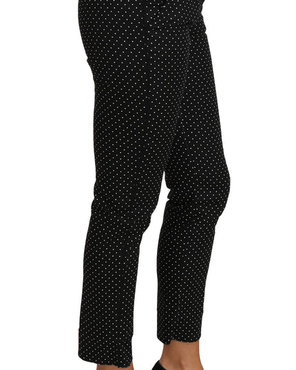 Dolce & Gabbana Black Dress Polka Dot Cropped Straight Pants