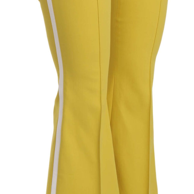 Dolce & Gabbana Yellow Flared Bootcut Capri Cotton Pants