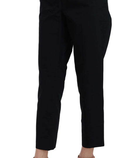 Dolce & Gabbana Black Cropped Front Button Embellished Pants