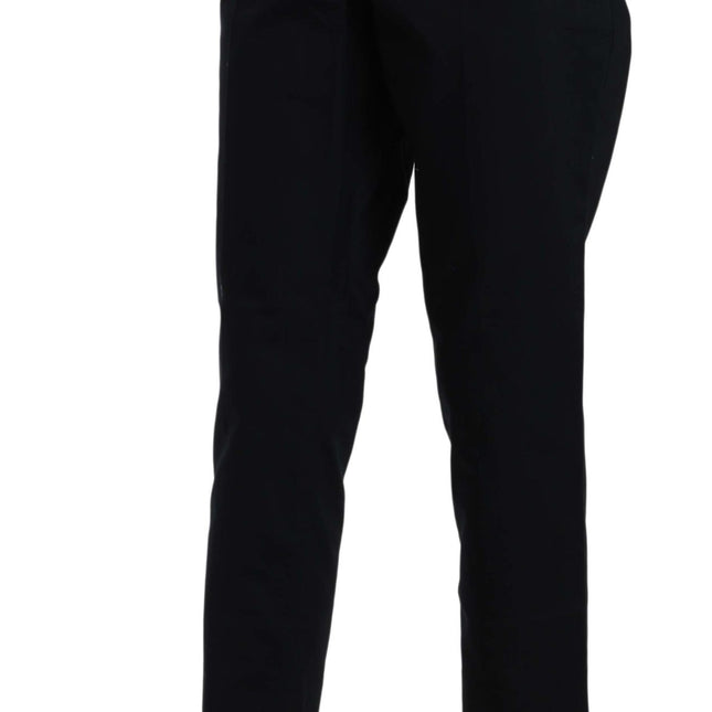 Dolce & Gabbana Black Cropped Front Button Embellished Pants