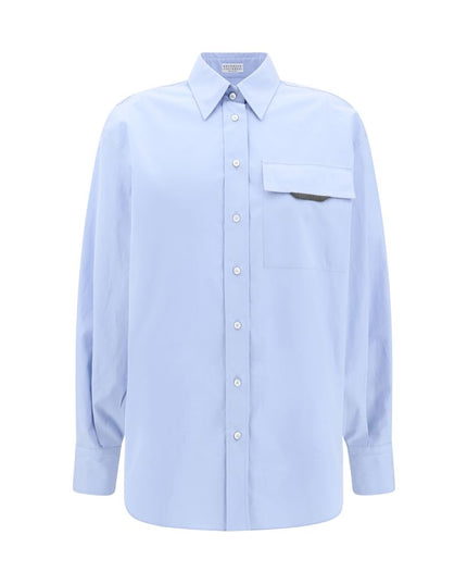 Brunello Cucinelli Light Blue Cotton Dress Shirt