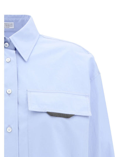 Brunello Cucinelli Light Blue Cotton Dress Shirt