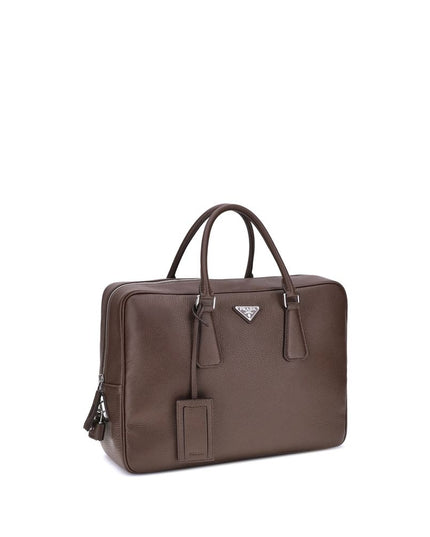 Prada Brown Calf Leather Bos Taurus Briefcase