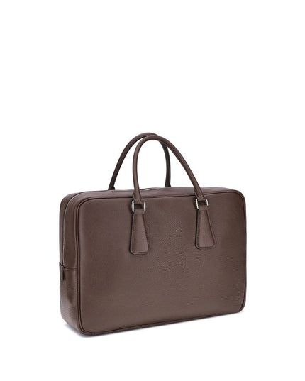 Prada Brown Calf Leather Bos Taurus Briefcase