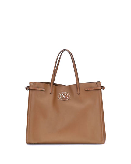 Valentino Garavani Brown Calf Leather Bos Taurus Shoulder Bag