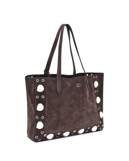 Valentino Garavani Brown Calf Leather Bos Taurus Shoulder Bag