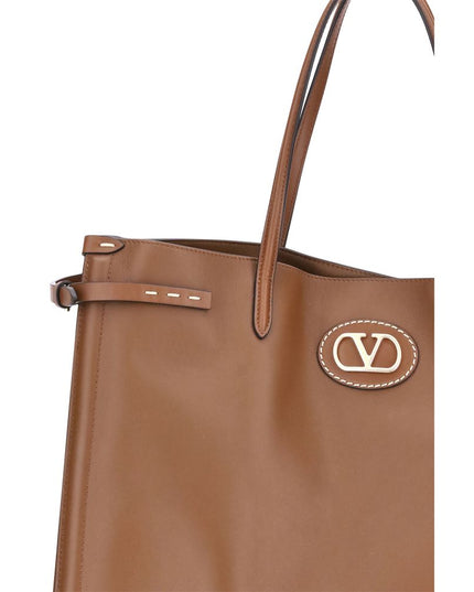 Valentino Garavani Brown Calf Leather Bos Taurus Shoulder Bag
