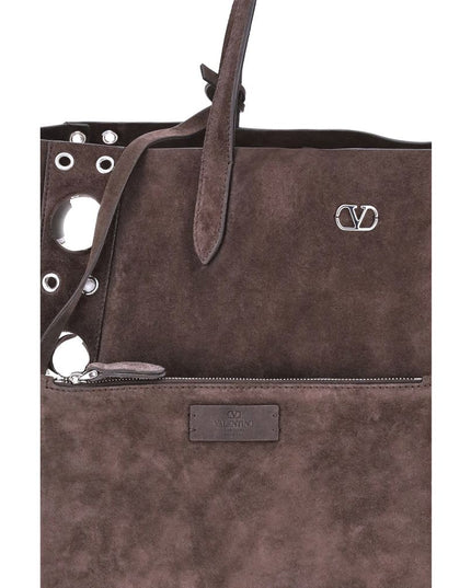 Valentino Garavani Brown Calf Leather Bos Taurus Shoulder Bag