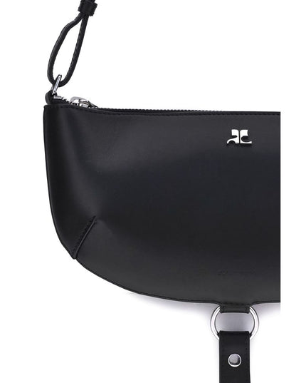 Courrèges Black Calf Leather Bos Taurus Shoulder Bag
