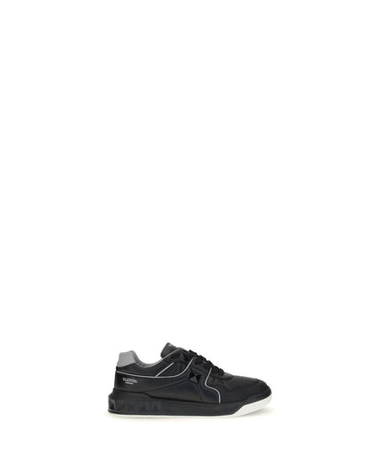 Valentino Garavani Black Calf Leather Bos Taurus Low Top Sneakers