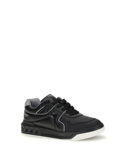 Valentino Garavani Black Calf Leather Bos Taurus Low Top Sneakers