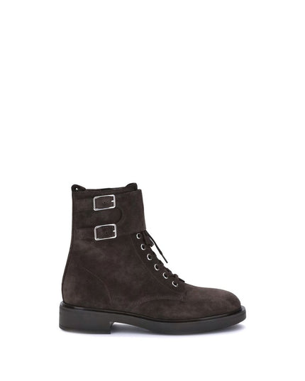Gianvito Rossi Brown Calf Leather Bos Taurus Lace-Up Boots