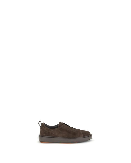Santoni Brown Calf Leather Bos Taurus Low Top Sneakers