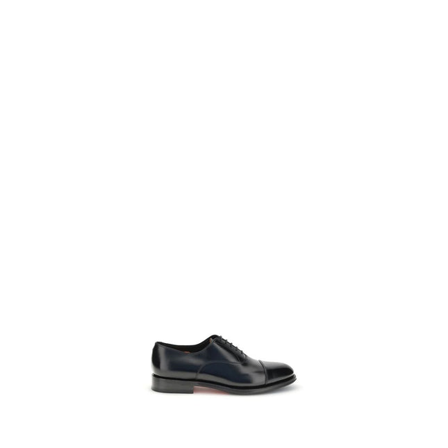 Santoni Black Calf Leather Bos Taurus Oxfords And Derbies
