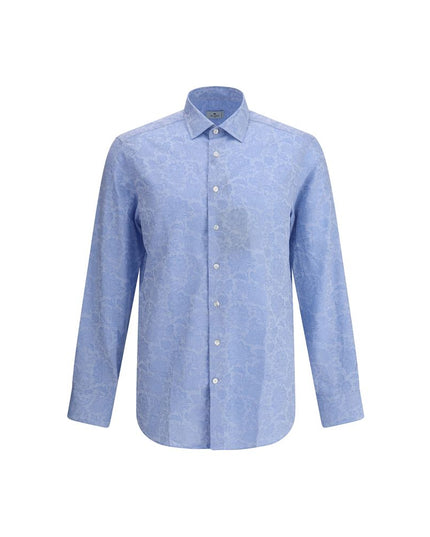 Etro Light Blue Cotton Pattern Shirt