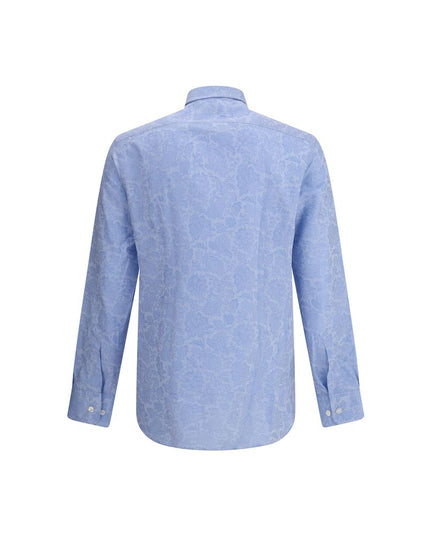 Etro Light Blue Cotton Pattern Shirt