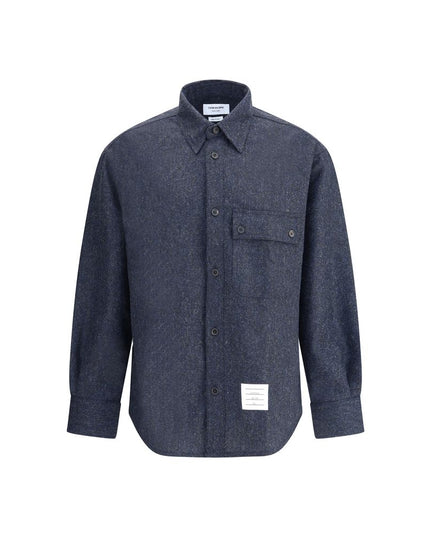 Thom Browne Blue Wool Dress Shirt