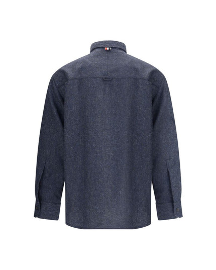 Thom Browne Blue Wool Dress Shirt