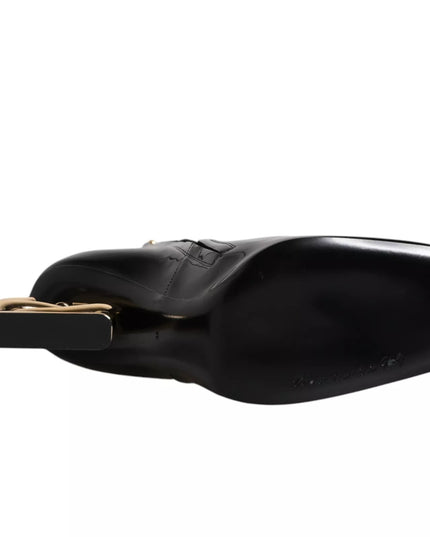 Dolce & Gabbana Black Jackie Leather Mid Calf Boots Shoes